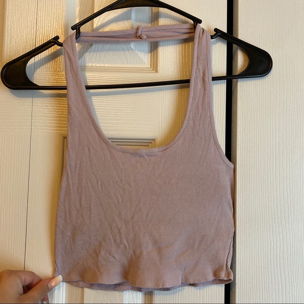 Charlotte Rouse: Blush Purple Halter Crop